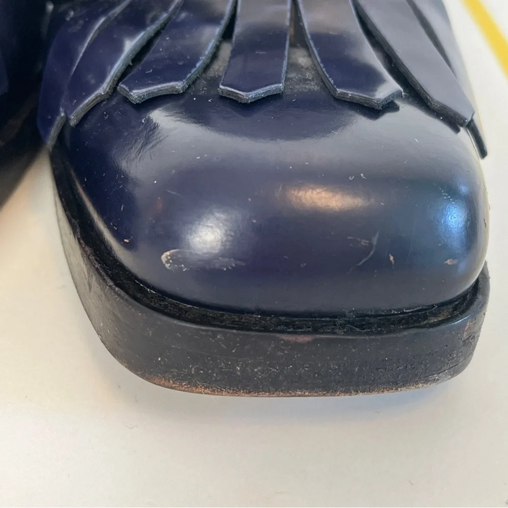 Sz. 10 Miu Miu Navy Loafers with Fringe Detail - Picture 14 of 15